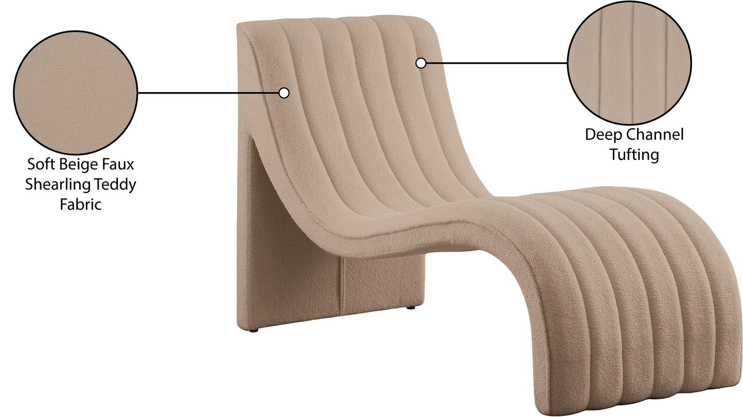 jardin beige teddy fabric chaise beige