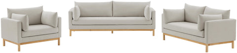 James Beige Linen Textured Fabric Sofa S