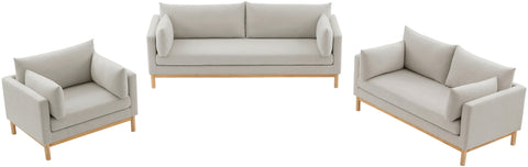 James Beige Linen Textured Fabric Sofa S