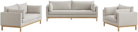 James Beige Linen Textured Fabric Sofa S
