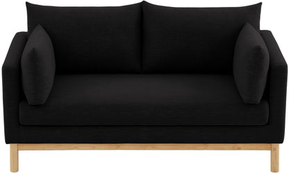 James Black Linen Textured Fabric Loveseat L