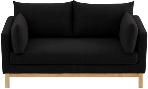 James Black Linen Textured Fabric Loveseat L