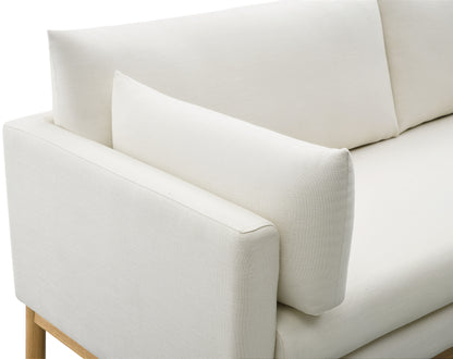 James Cream Linen Textured Fabric Loveseat L