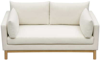 James Cream Linen Textured Fabric Loveseat L