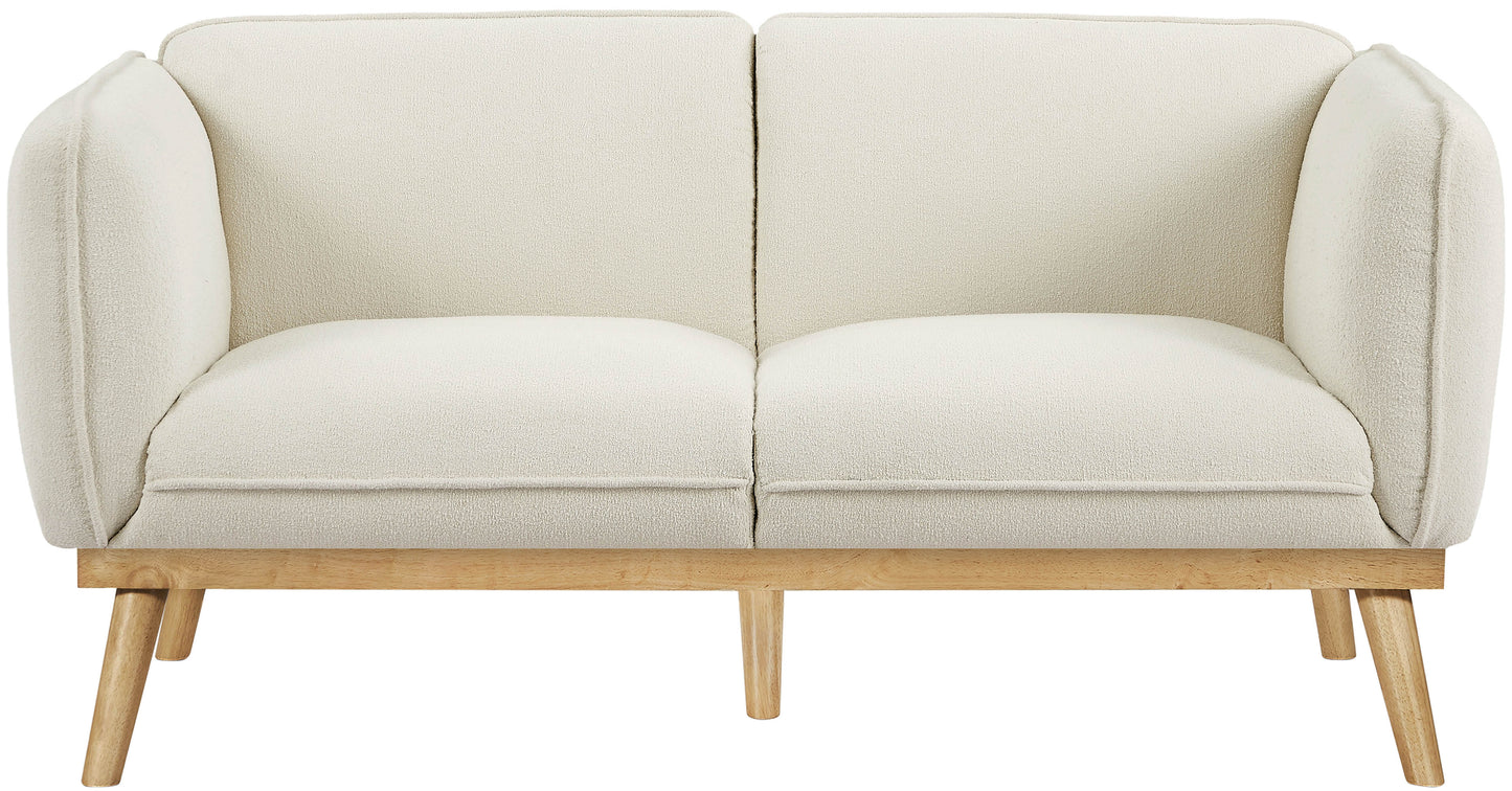 hugo cream boucle fabric loveseat l