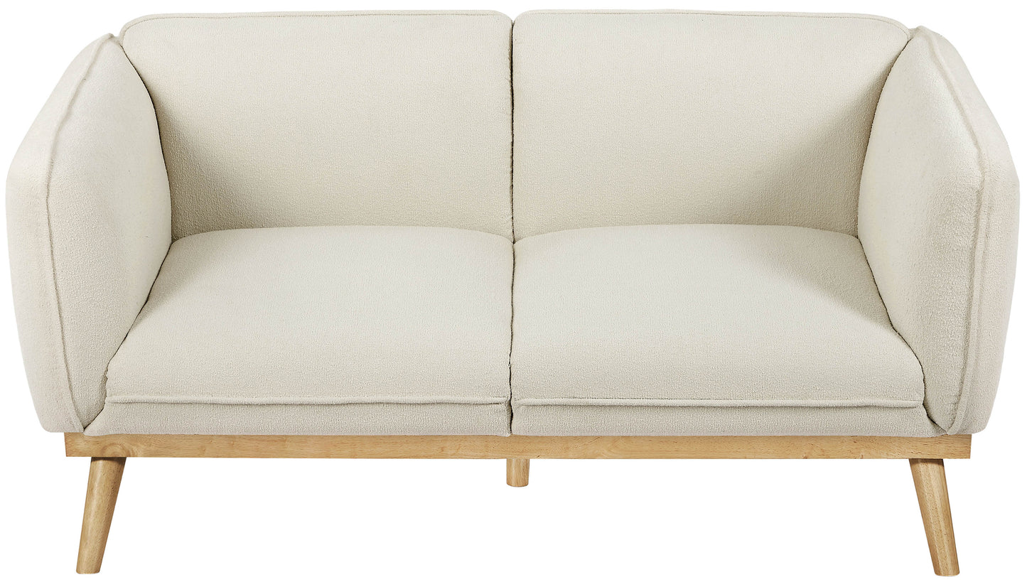 hugo cream boucle fabric loveseat l