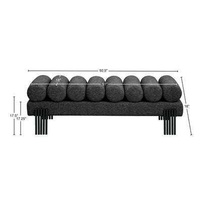 Hudson Black Linen Textured Fabric Bench Black