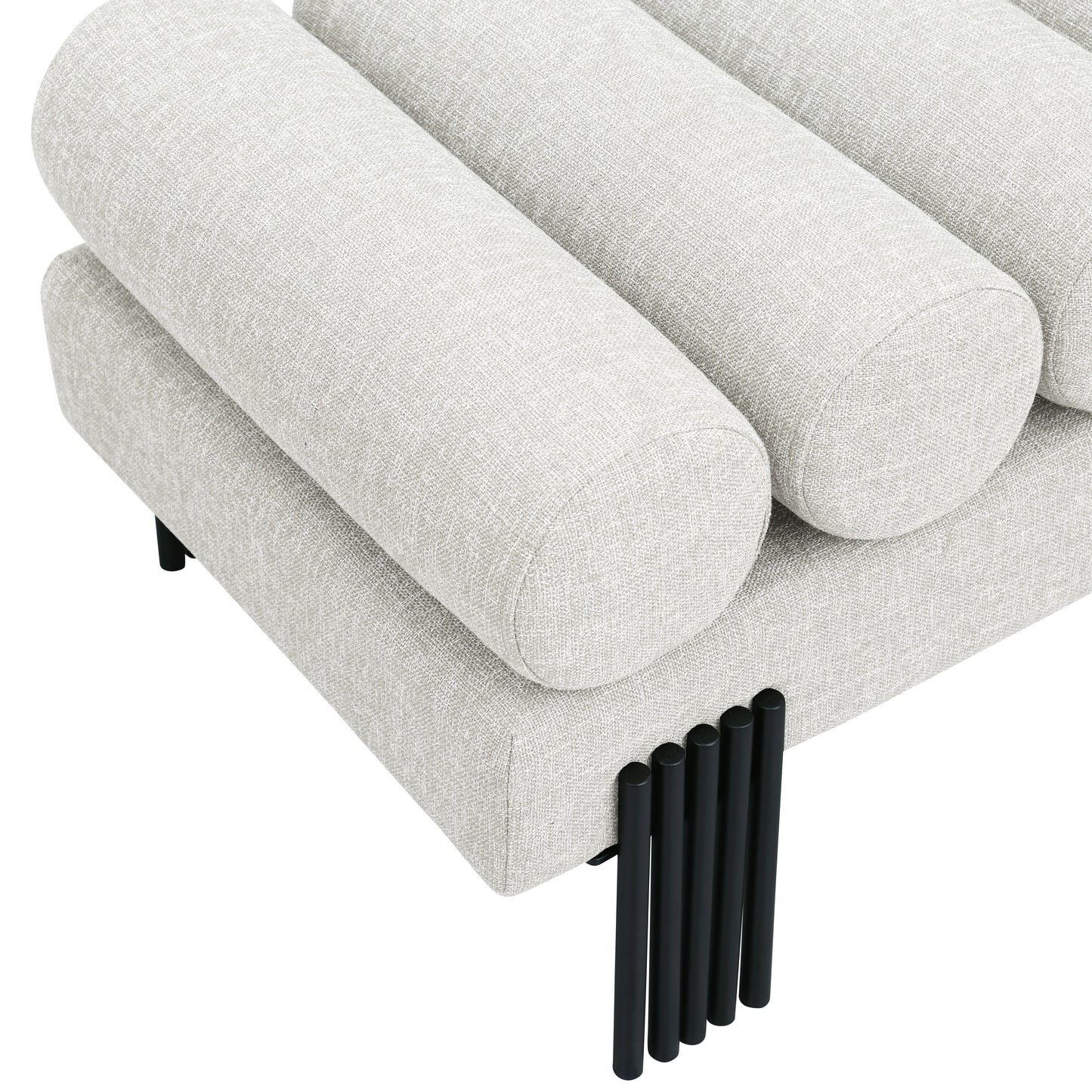 hudson cream linen textured fabric bench cream