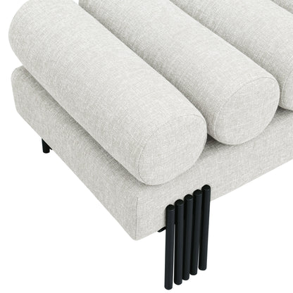 Hudson Cream Linen Textured Fabric Bench Cream