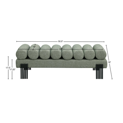 Hudson Green Linen Textured Fabric Bench Green