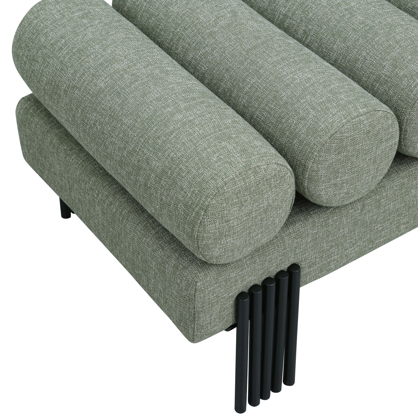 hudson green linen textured fabric bench green