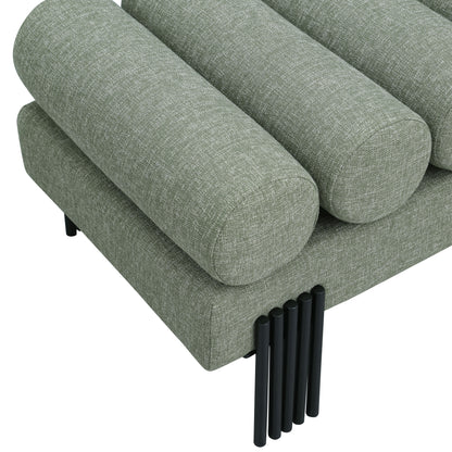 Hudson Green Linen Textured Fabric Bench Green