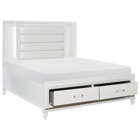 Aliana (3) Queen Platform Bed with LED Lighting and Footboard Storage