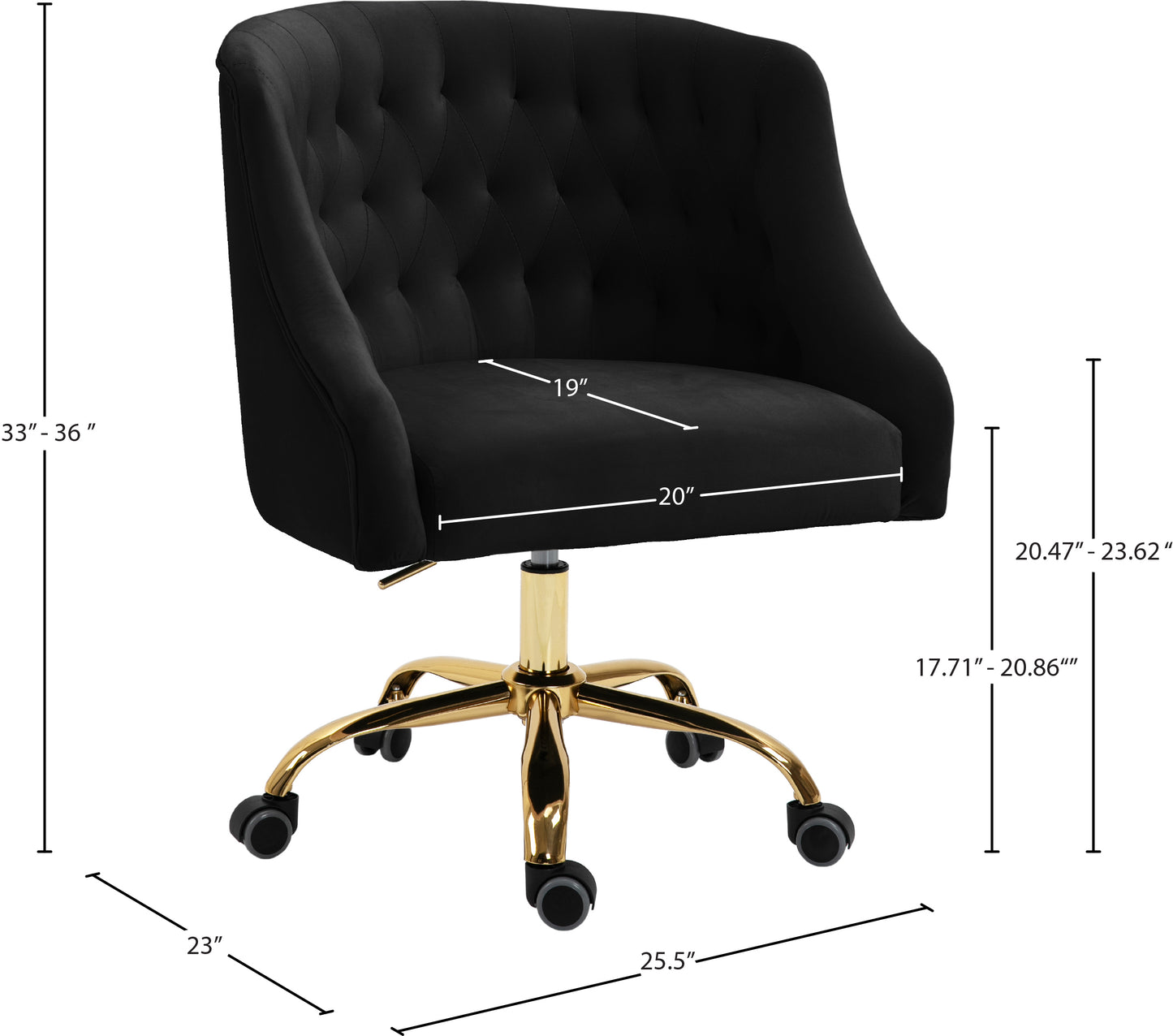 carlin black velvet office chair