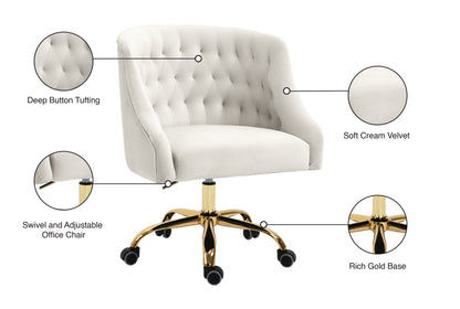 Harlie Cream Velvet Office Chair Cream