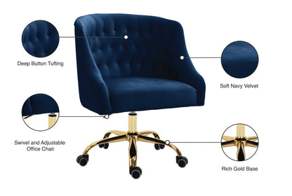 Harlie Navy Velvet Office Chair Navy