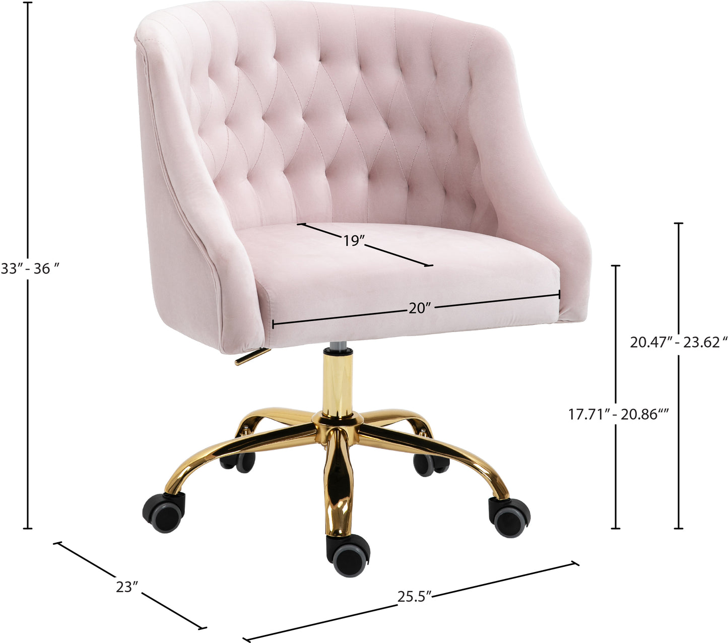 harlie pink velvet office chair pink