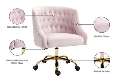 Harlie Pink Velvet Office Chair Pink