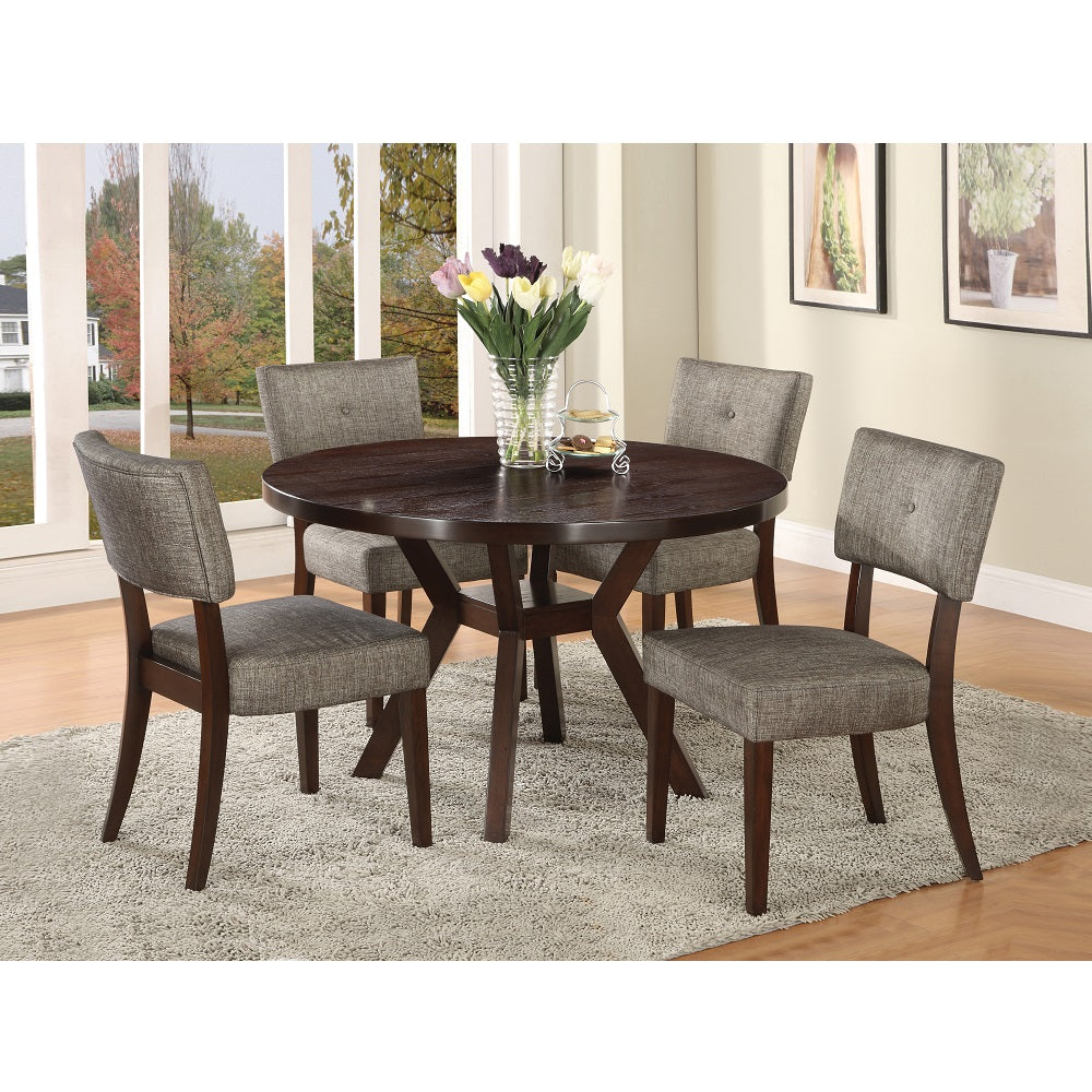 aeven side chair (set-2), gray fabric & espresso finish