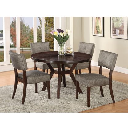 Aeven Side Chair (Set-2), Gray Fabric & Espresso Finish