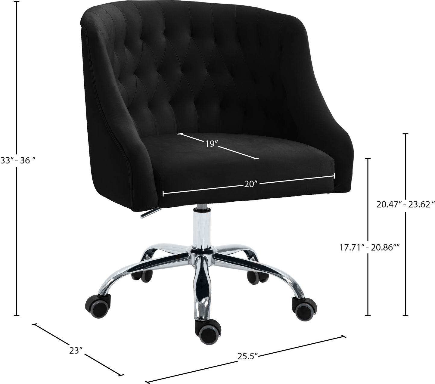 harlie black velvet office chair black