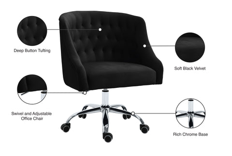 Harlie Black Velvet Office Chair Black