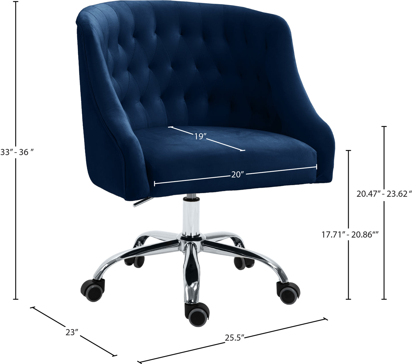 harlie navy velvet office chair navy