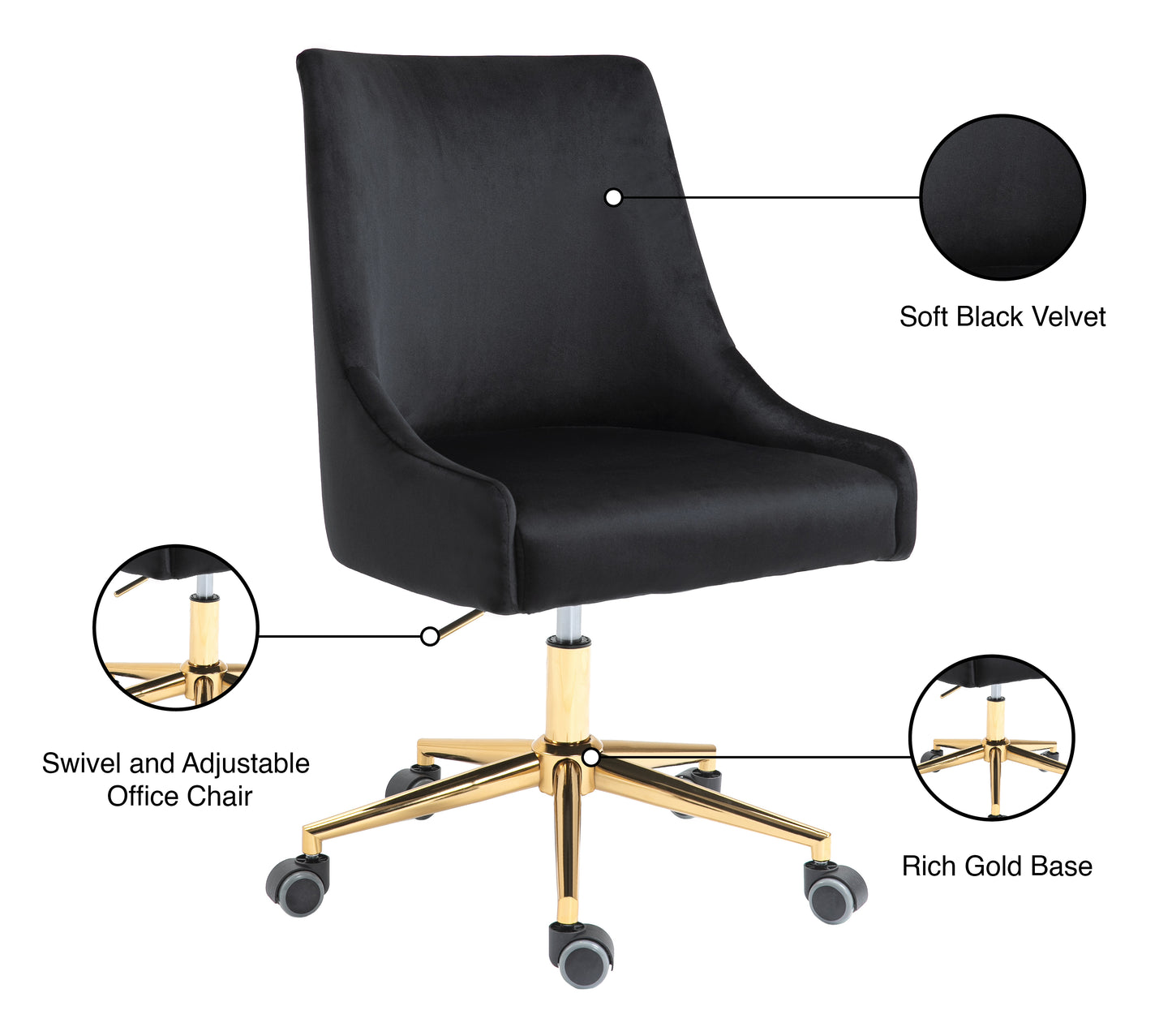 grande black velvet office chair black