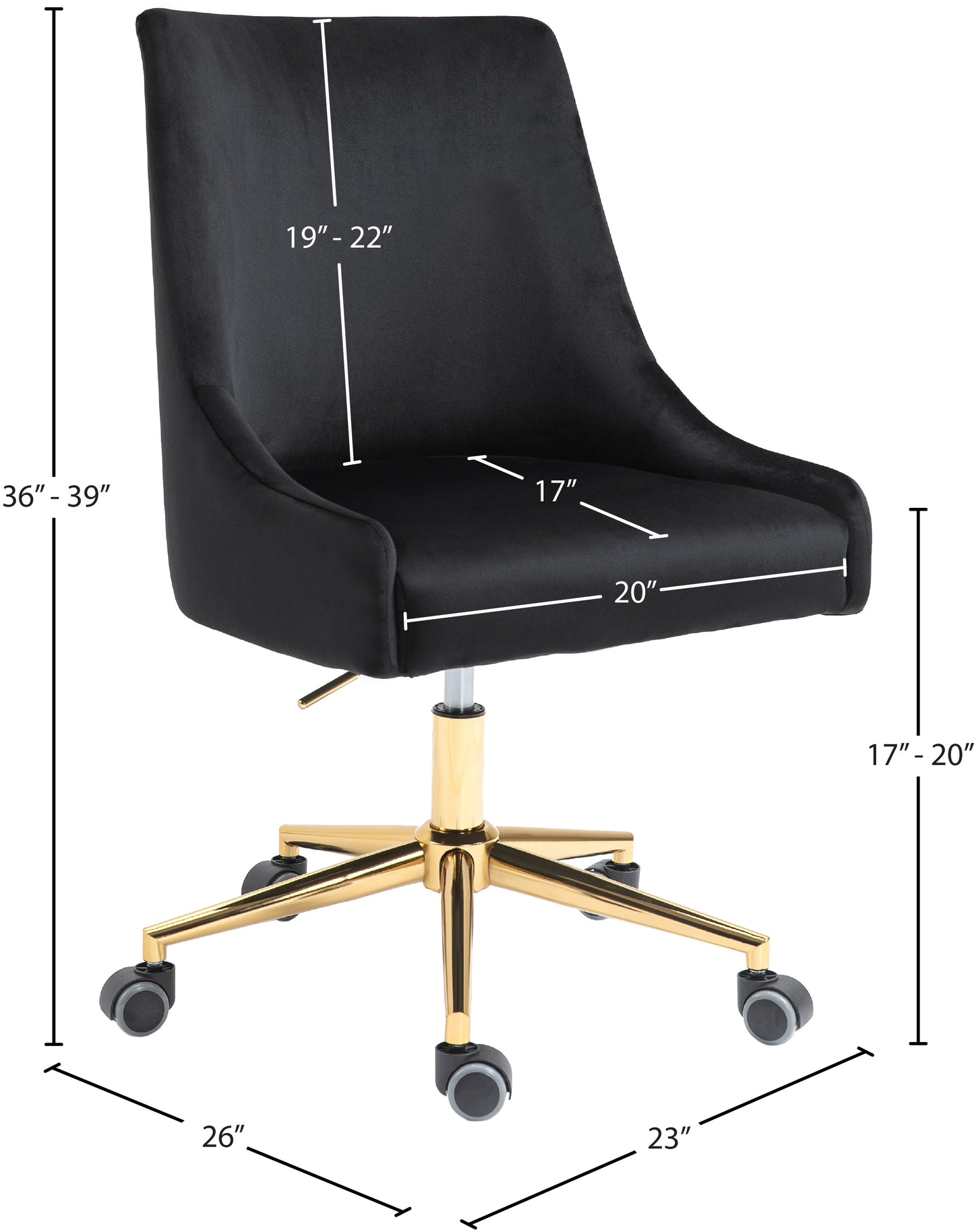 camila black velvet office chair