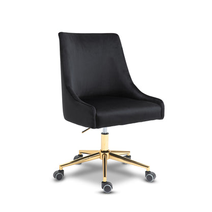 Camila Black Velvet Office Chair