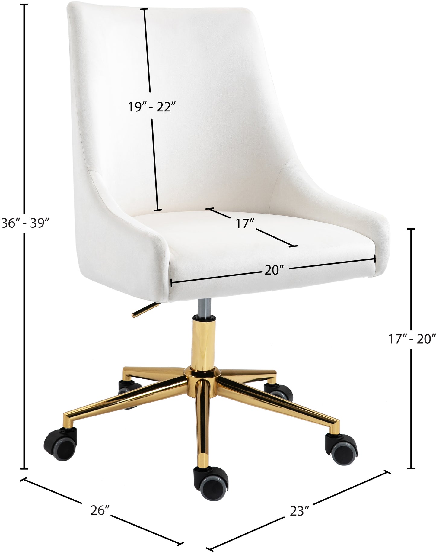 grande cream velvet office chair cream