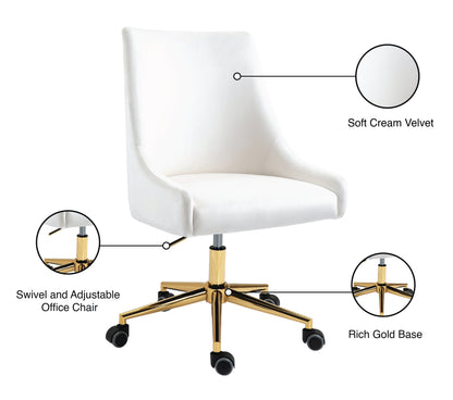 Grande Cream Velvet Office Chair Cream