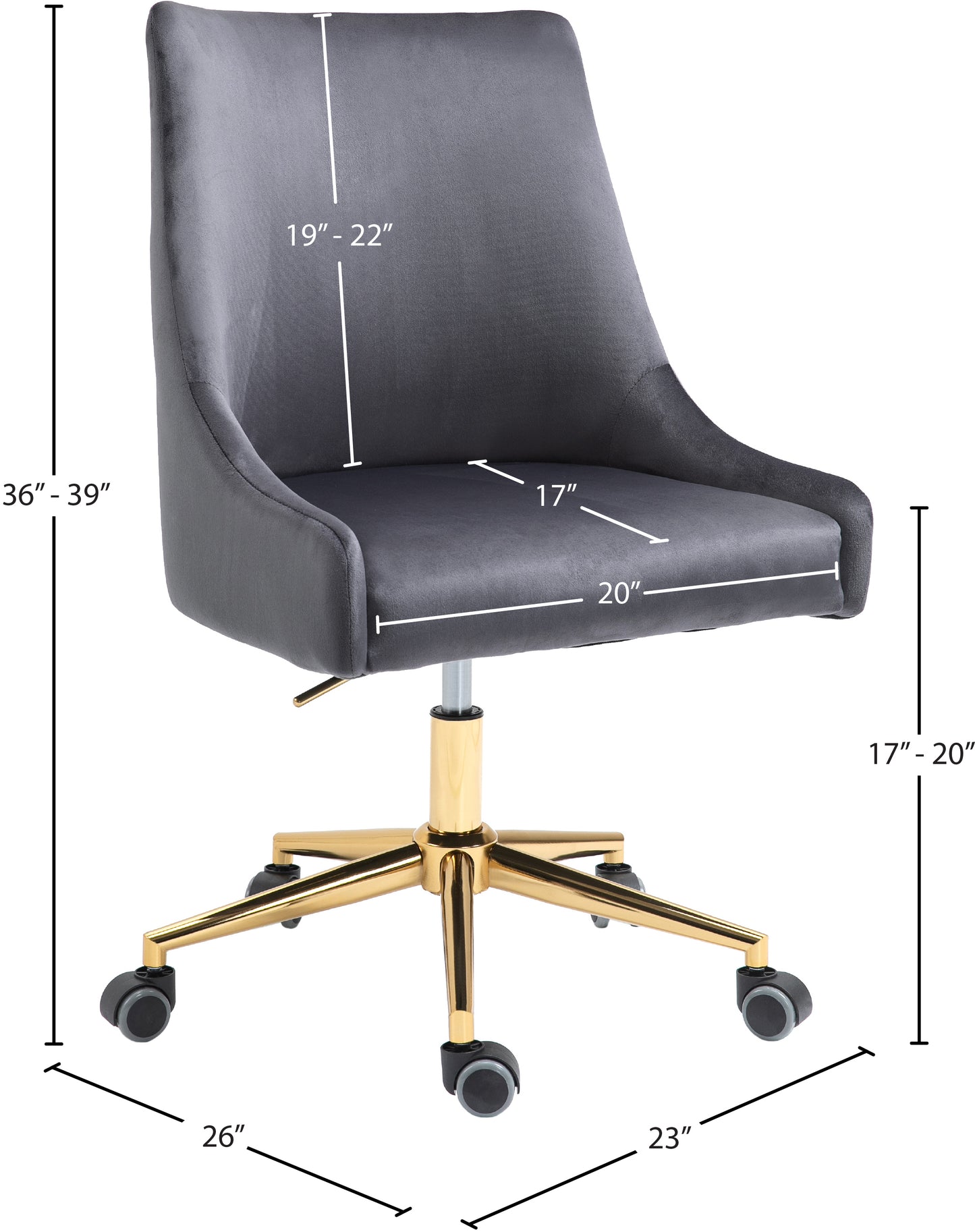 grande grey velvet office chair grey