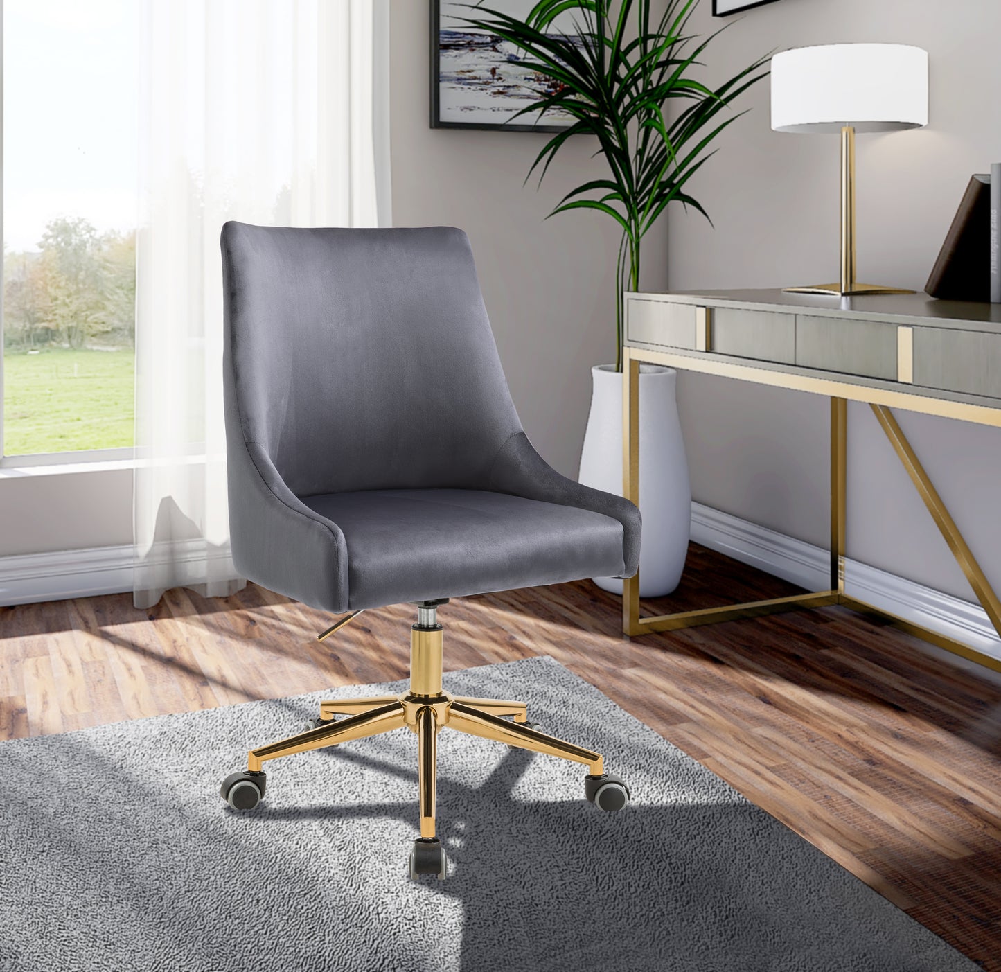 camila grey velvet office chair