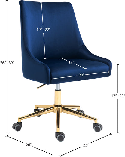 Grande Navy Velvet Office Chair Navy