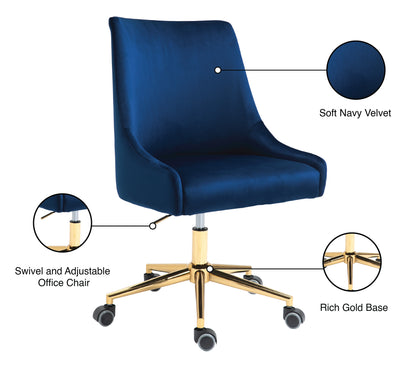 Grande Navy Velvet Office Chair Navy