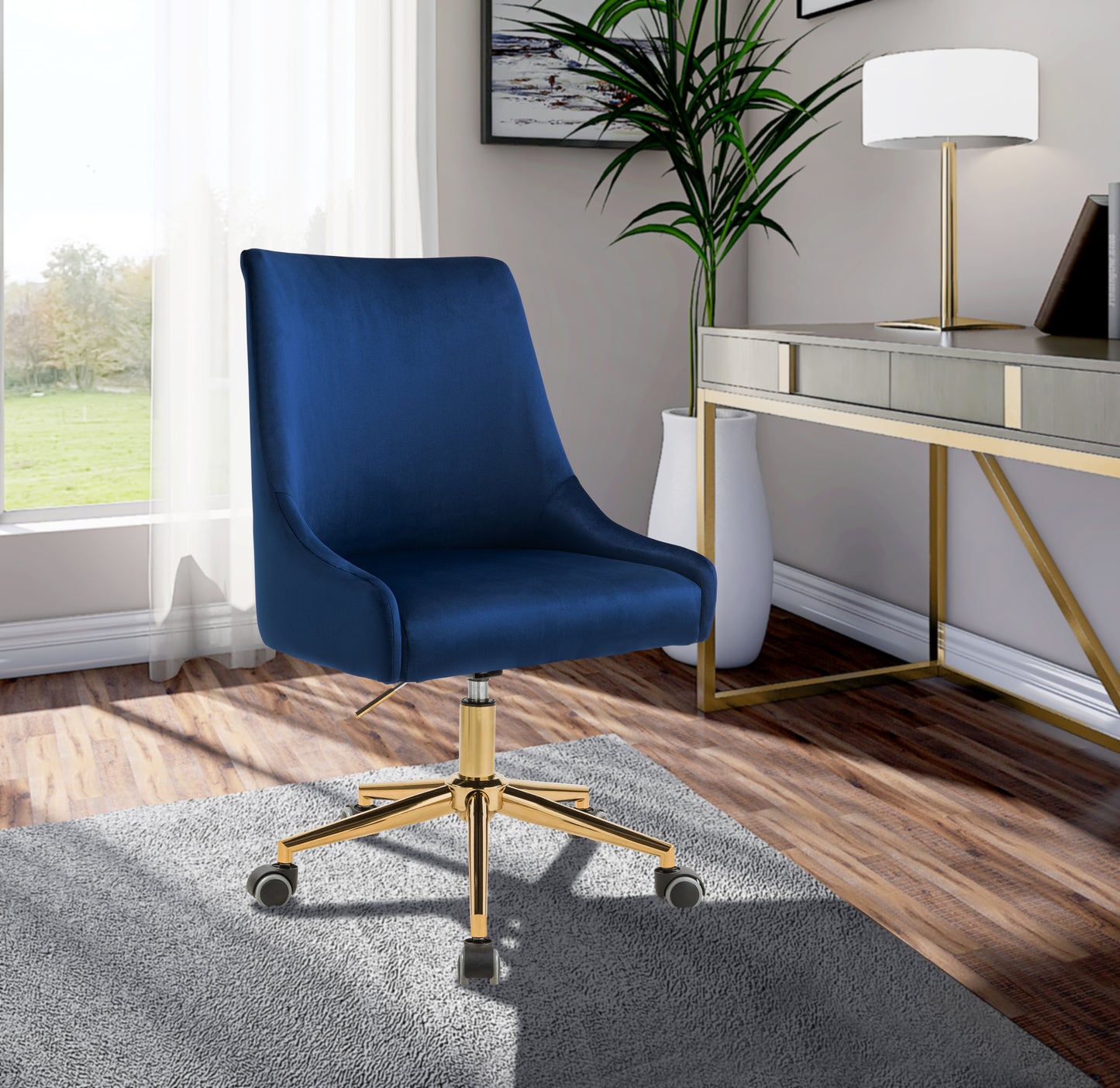 camila navy velvet office chair