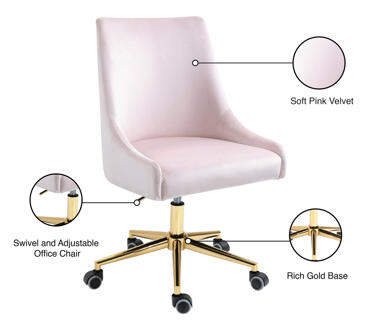 grande pink velvet office chair pink
