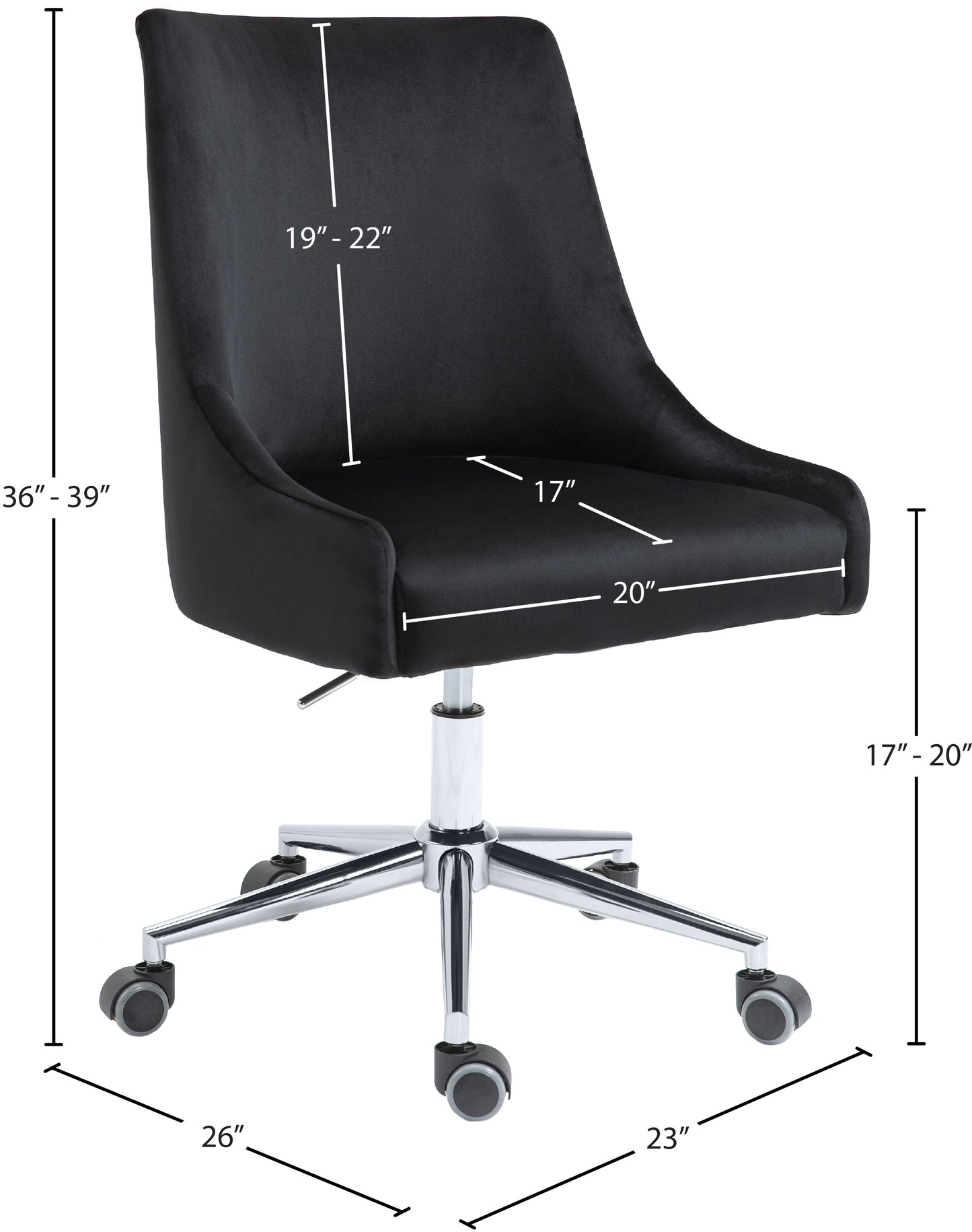 grande black velvet office chair black