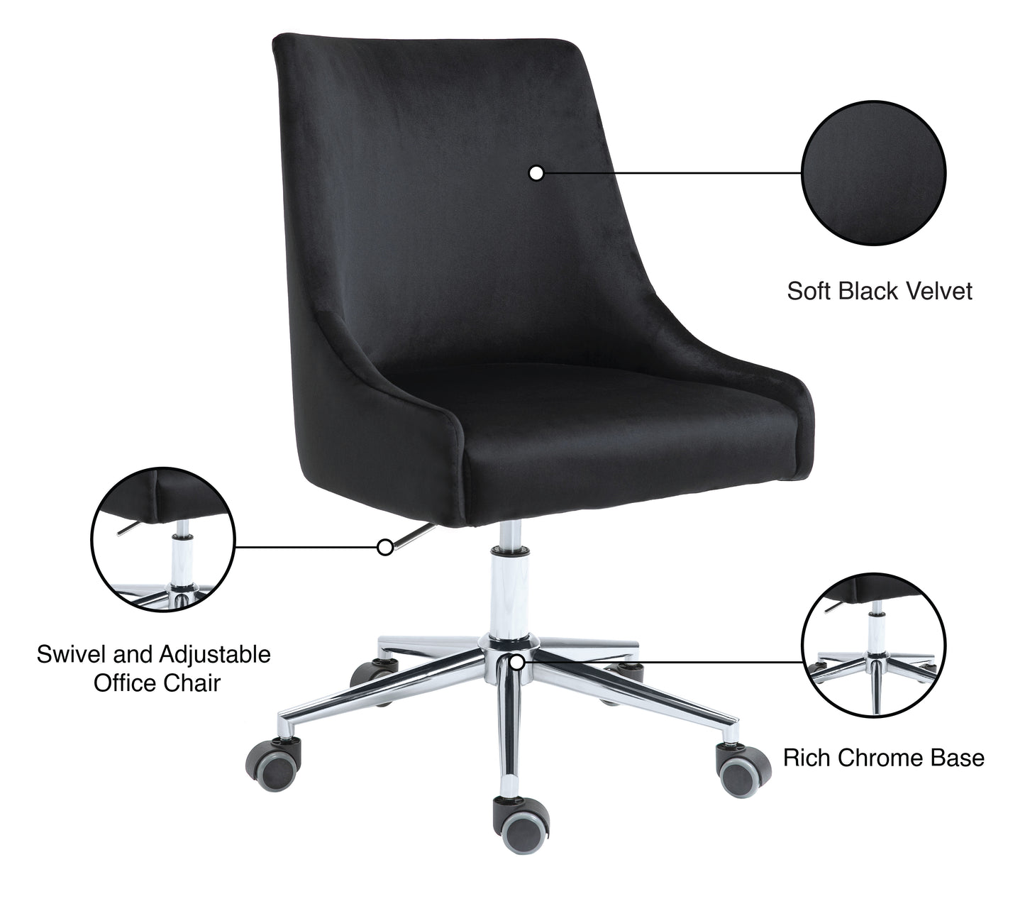 grande black velvet office chair black