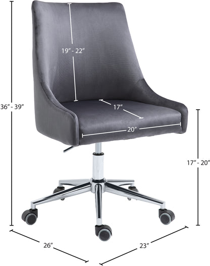 Grande Grey Velvet Office Chair Grey