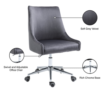 Grande Grey Velvet Office Chair Grey