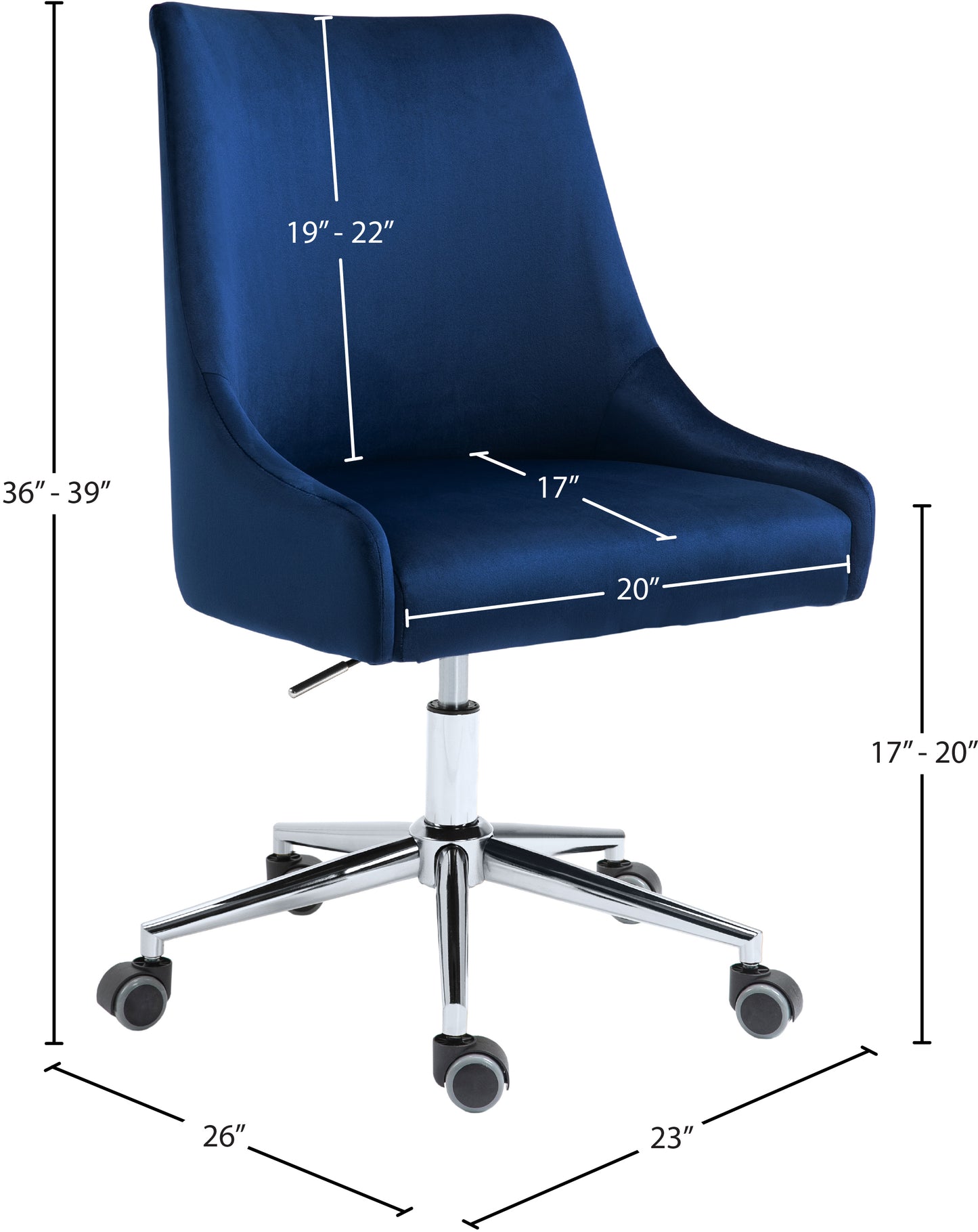 grande navy velvet office chair navy