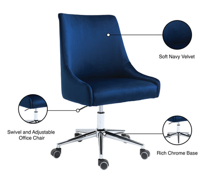 Grande Navy Velvet Office Chair Navy