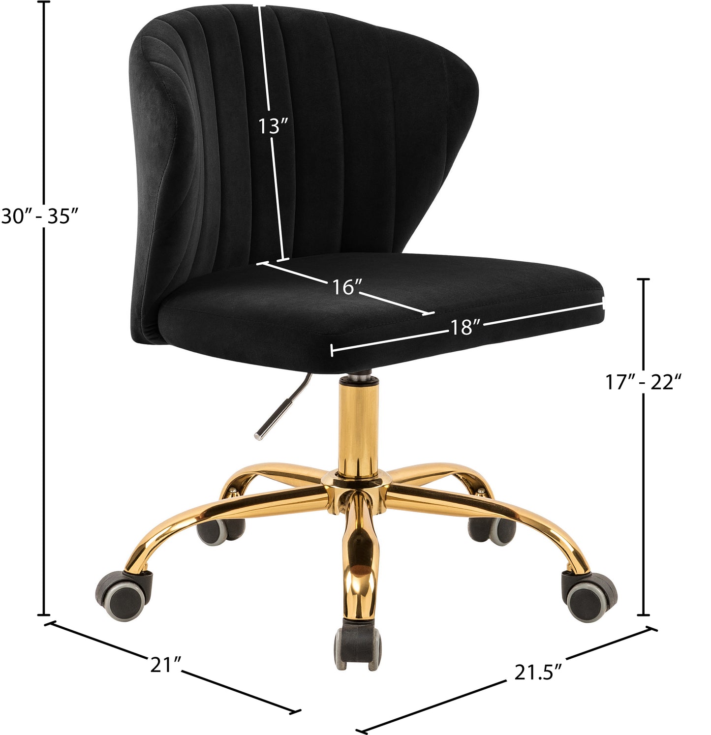 geri black velvet office chair black