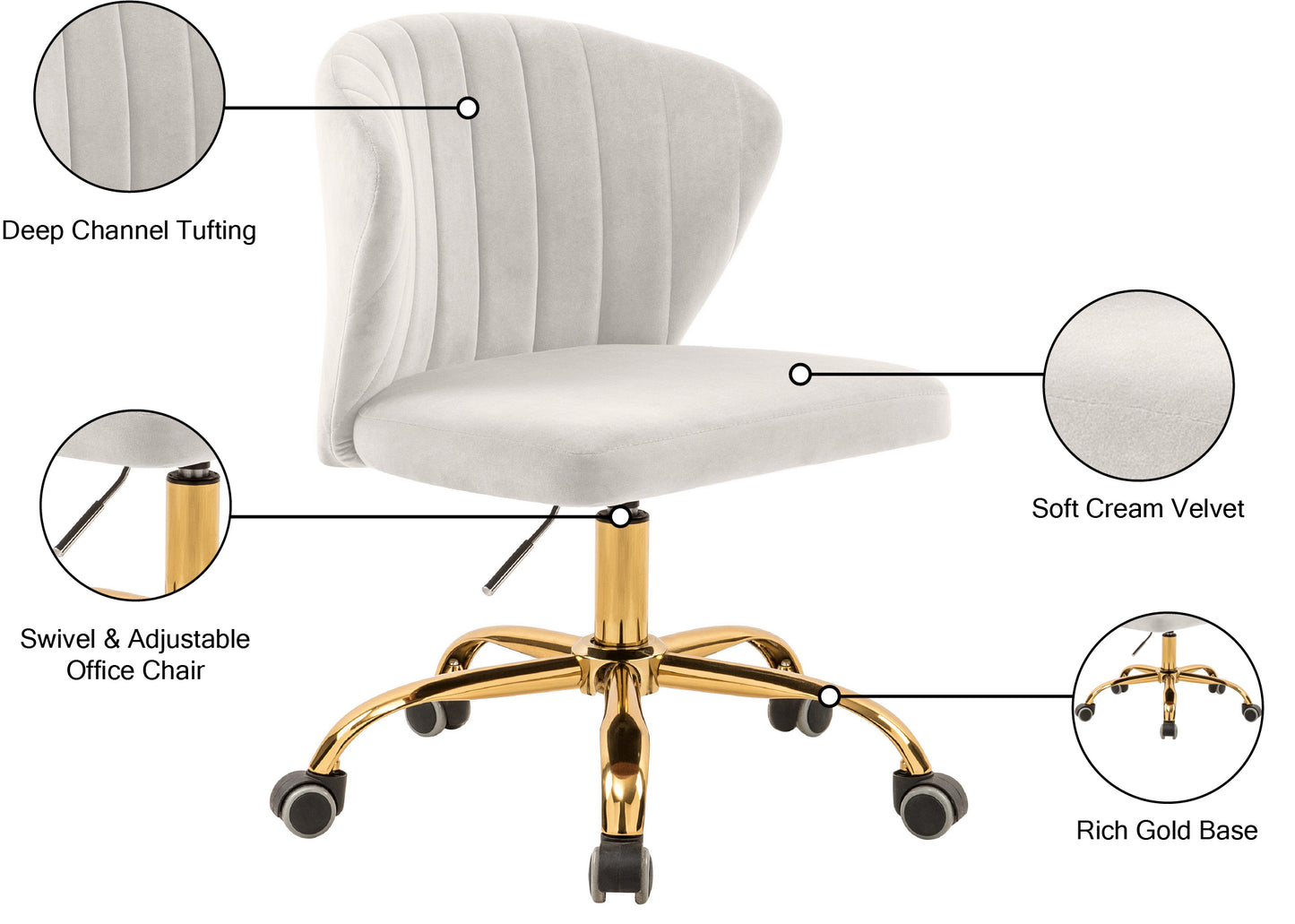 geri cream velvet office chair cream