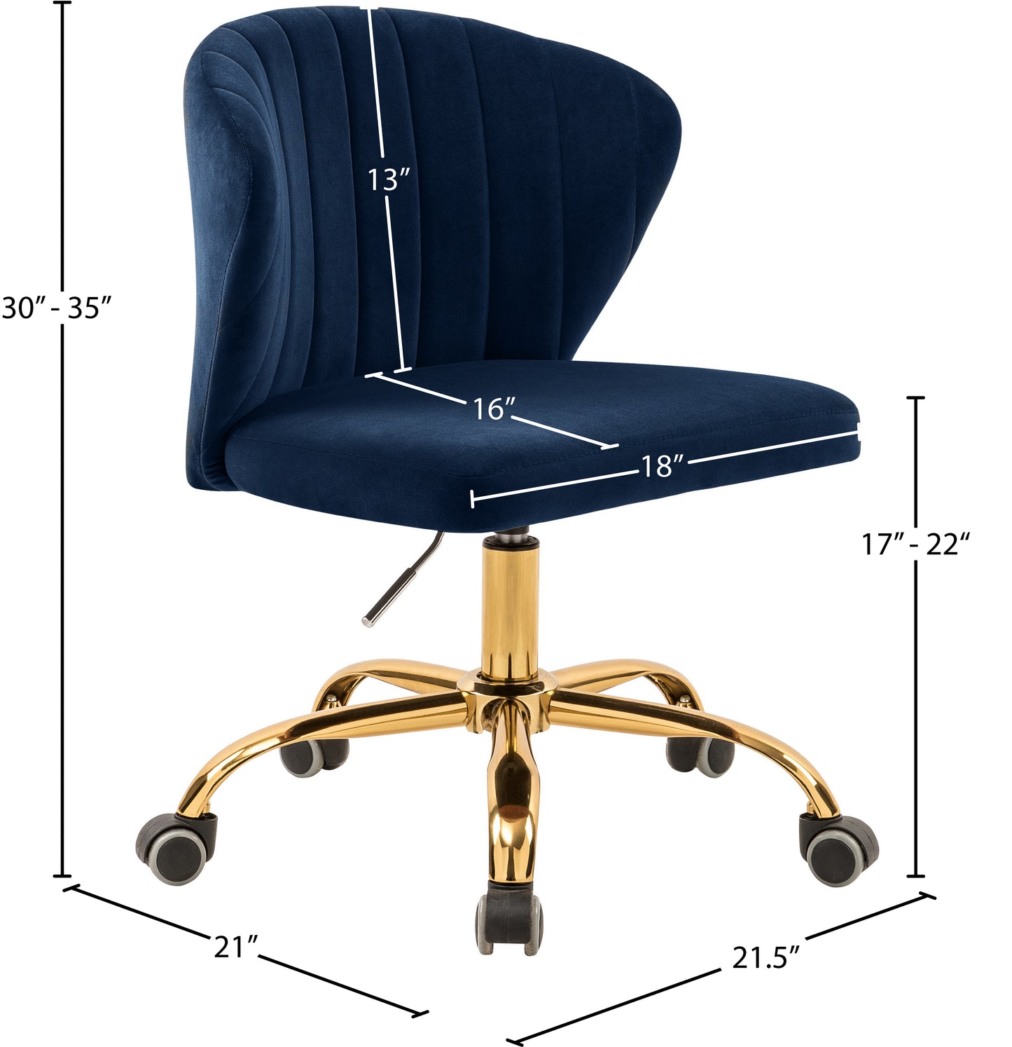 geri navy velvet office chair navy