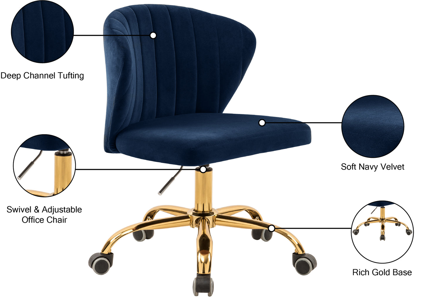 geri navy velvet office chair navy