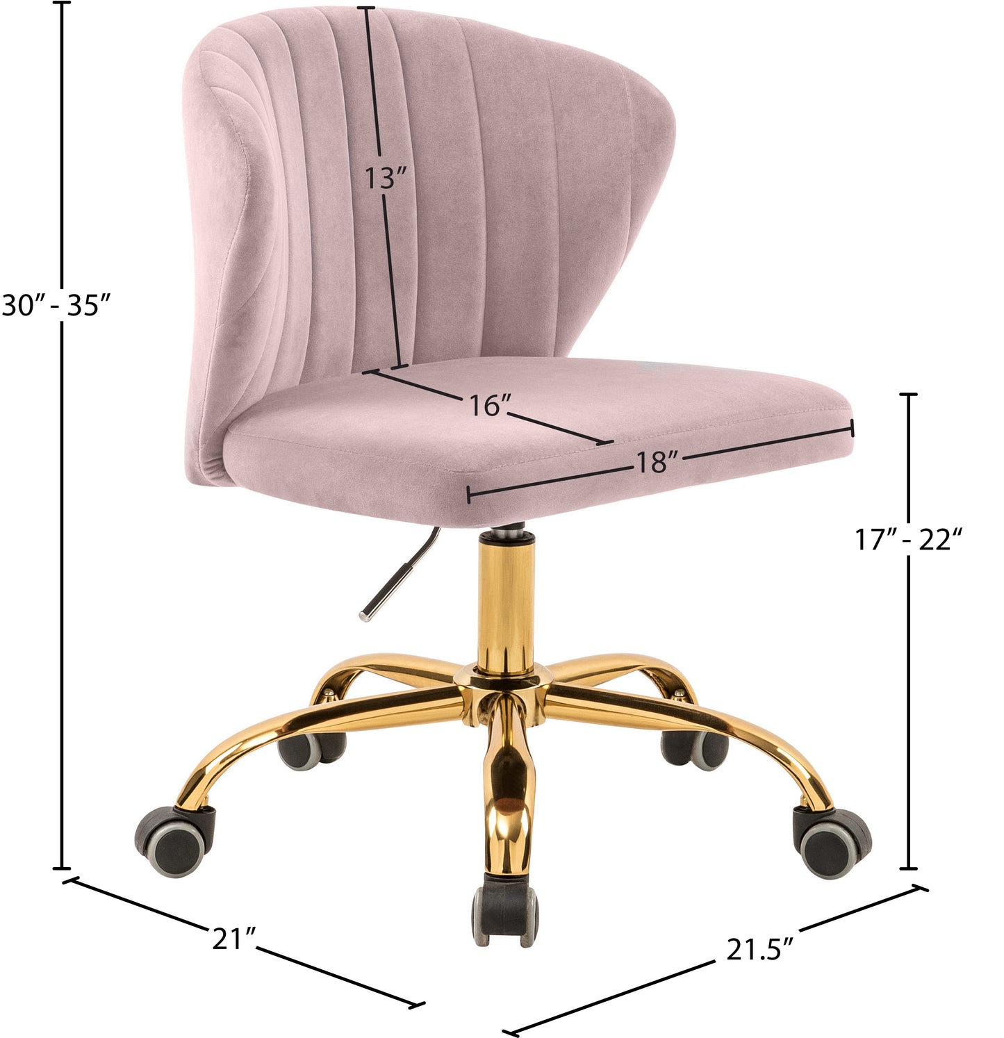 geri pink velvet office chair pink