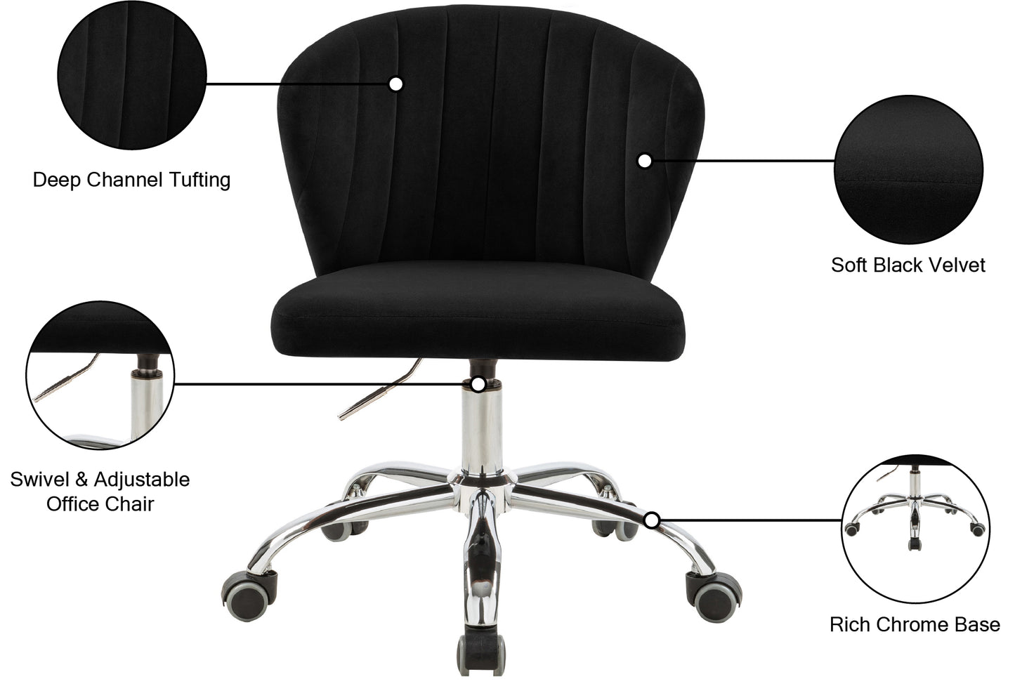 geri black velvet office chair black